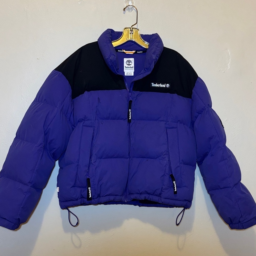 Timberland Two-Tone Puffer Jacket in Purple and Black